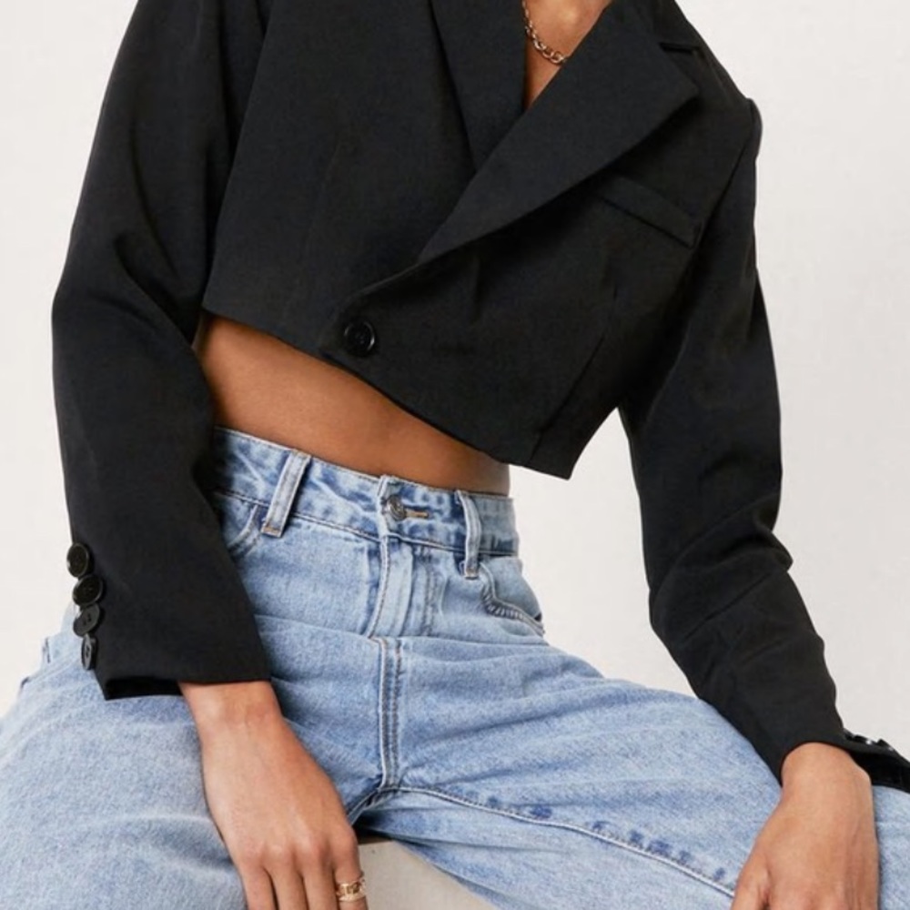 Nasty Gal cropped padded blazer